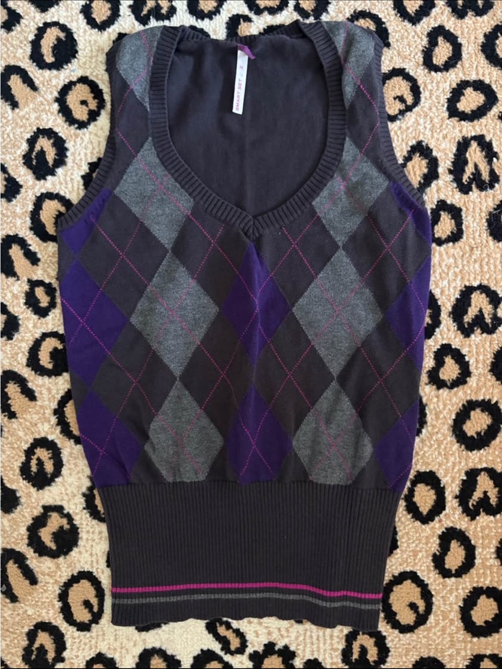 Y2K Vintage Argyle Sweater Vest Tank Top